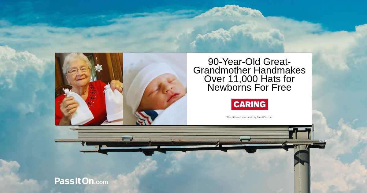 90-Year-Old Great-Grandmother Knits Over 11,000 Newborn Hats To Donate to Her Local Hospital for Newborns. 
