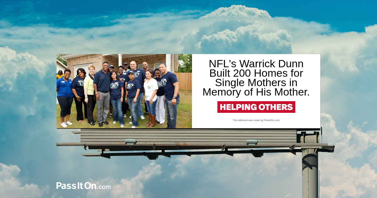 NFL's Warrick Dunn Built 200 Homes for Single Mothers in Honor of His Mother. 