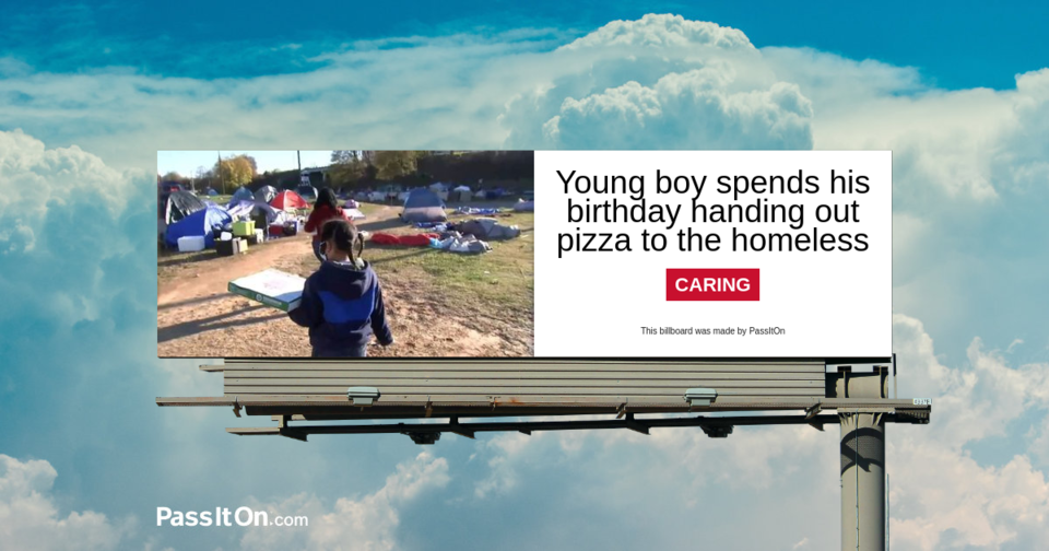 Young boy spends his birthday handing out pizza to the homeless 