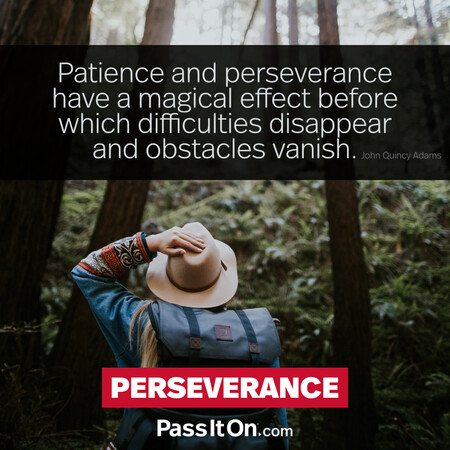 Patience and perseverance have a magical effect before which difficulties disappear and obstacles vanish. #<Author:0x00007f1adbe1af08>