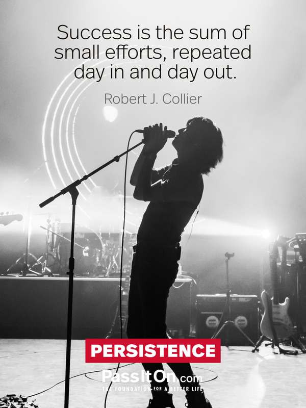 Success is the sum of small efforts, repeated day in and day out. #<Author:0x00007f1ae9c59260>