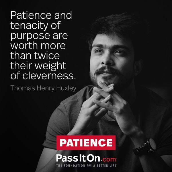 Patience and tenacity of purpose are worth more than twice their weight of cleverness. #<Author:0x00007f2b23003d40>