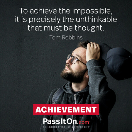 To achieve the impossible, it is precisely the unthinkable that must be thought. #<Author:0x00007f1ae8018358>