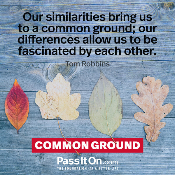 Our similarities bring us to a common ground; our differences allow us to be fascinated by each other. #<Author:0x00007f2b22149610>