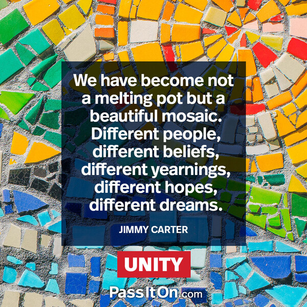 We have become not a melting pot but a beautiful mosaic. Different people, different beliefs, different yearnings, different hopes, different dreams. #<Author:0x00007f2b21bd2808>