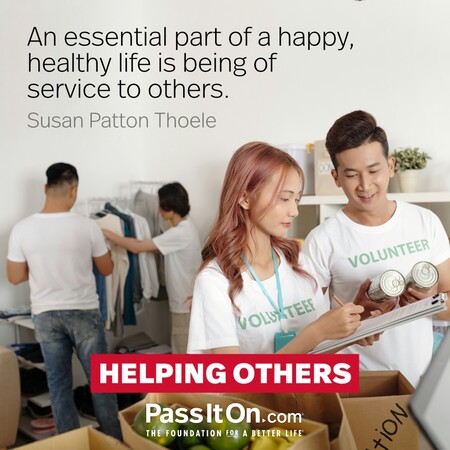 An essential part of a happy, healthy life is being of service to others.  #<Author:0x00007f1adbdeb410>