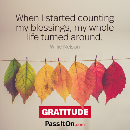 When I started counting my blessings, my whole life turned around. #<Author:0x00007f58c5a76e10>