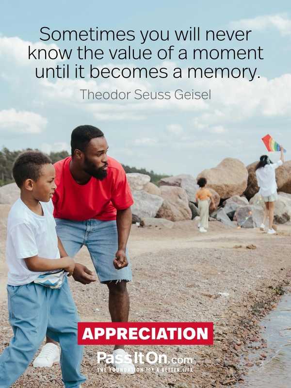 Sometimes you will never know the value of a moment until it becomes a memory. #<Author:0x00007f2b221a5000>