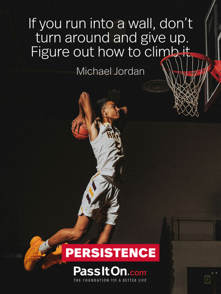 If you run into a wall, don't turn around and give up. Figure out how to climb it. #<Author:0x00007f2b21b18980>