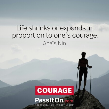 Life shrinks or expands in proportion to one's courage. #<Author:0x00007f728ae80798>