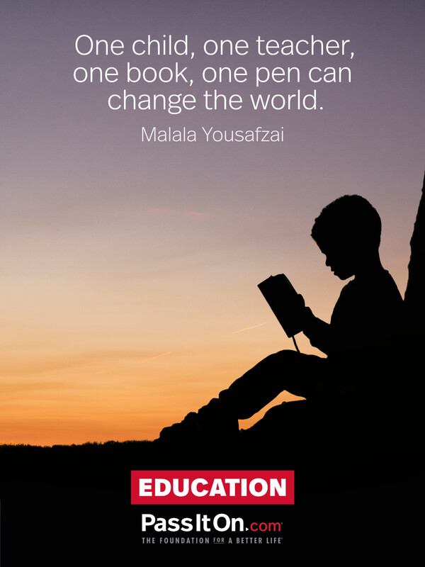 One child, one teacher, one book, one pen can change the world. #<Author:0x00007f2b21b90660>