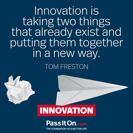 Innovation is taking two things that already exist and putting them together in a new way. #<Author:0x00007f58c68db550>