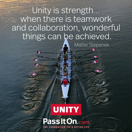 Unity is strength…when there is teamwork and collaboration, wonderful things can be achieved. #<Author:0x00007f728a1aaf00>