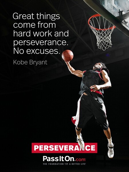 Great things come from hard work and perseverance. No excuses. #<Author:0x00007f2b21c23ac8>