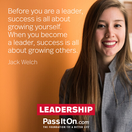 Before you are a leader, success is all about growing yourself. When you become a leader, success is all about growing others. #<Author:0x00007f1ae8800020>