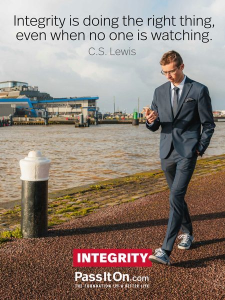Integrity is doing the right thing, even when no one is watching. #<Author:0x00007f1ae9c50160>